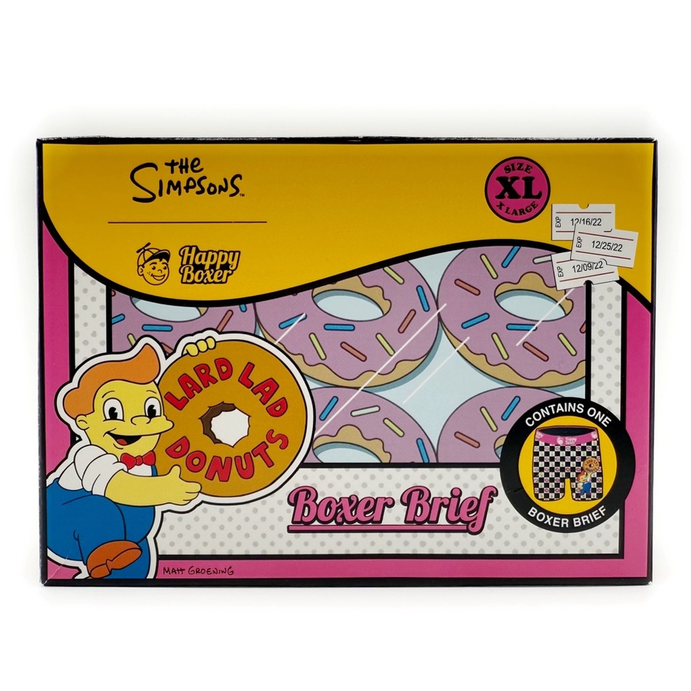 The Simpsons Boxer Briefs Mens XL Underwear Lard Lad Donuts Homer Simpson Gift
